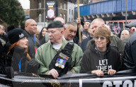 Tommy Robinson supporters march from Waterloo to Whitehall for rally & speeches, 
London, UK.