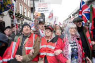 Tommy Robinson supporters march from Waterloo to Whitehall for rally & speeches, 
London, UK.