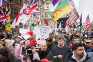 Tommy Robinson supporters march from Waterloo to Whitehall for rally & speeches, 
London, UK.