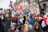 Tommy Robinson supporters march from Waterloo to Whitehall for rally & speeches, 
London, UK.