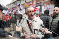Tommy Robinson supporters march from Waterloo to Whitehall for rally & speeches, 
London, UK.