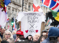 Tommy Robinson supporters march from Waterloo to Whitehall for rally & speeches, 
London, UK.