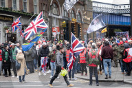 Tommy Robinson supporters march from Waterloo to Whitehall for rally & speeches, 
London, UK.