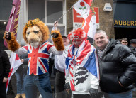 Tommy Robinson supporters march from Waterloo to Whitehall for rally & speeches, 
London, UK.