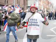 Tommy Robinson supporters march from Waterloo to Whitehall for rally & speeches, 
London, UK.