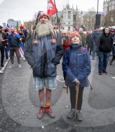 Tommy Robinson supporters march from Waterloo to Whitehall for rally & speeches, 
London, UK.