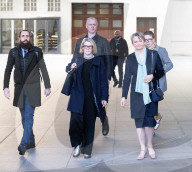 Guests depart for Sunday with Laura Kuenssberg at the BBC, Broadcasting House, London, UK.