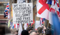 Tommy Robinson supporters march from Waterloo to Whitehall for rally & speeches, 
London, UK.