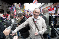 Tommy Robinson supporters march from Waterloo to Whitehall for rally & speeches, 
London, UK.