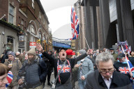 Tommy Robinson supporters march from Waterloo to Whitehall for rally & speeches, 
London, UK.