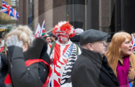 Tommy Robinson supporters march from Waterloo to Whitehall for rally & speeches, 
London, UK.