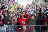 Tommy Robinson supporters march from Waterloo to Whitehall for rally & speeches, 
London, UK.