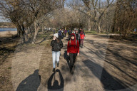 Litter picking on Khortytsia Island in Zaporizhzhia