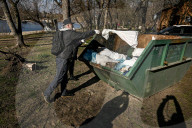 Litter picking on Khortytsia Island in Zaporizhzhia