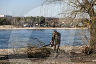 Litter picking on Khortytsia Island in Zaporizhzhia