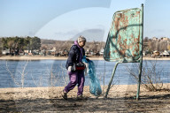 Litter picking on Khortytsia Island in Zaporizhzhia