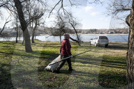 Litter picking on Khortytsia Island in Zaporizhzhia