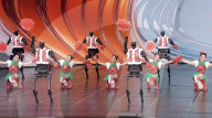 Dancing robot group perform with human 
