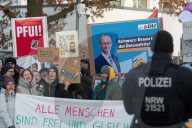 Friedlich Merz Rally For Upcoming Election In Bonn And Counter Protest