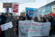 Friedlich Merz Rally For Upcoming Election In Bonn And Counter Protest