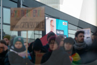 Friedlich Merz Rally For Upcoming Election In Bonn And Counter Protest
