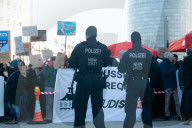 Friedlich Merz Rally For Upcoming Election In Bonn And Counter Protest