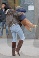 AUSTRIA, SWITZERLAND AND GERMANY ONLY** Aurora Ramazzotti Strolls Through Milan With Son Cesare And Friends - 04 Feb 2025
