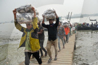 Laborers Unload Fish at Karnaphuli Fish Port - Bangladesh