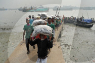 Laborers Unload Fish at Karnaphuli Fish Port - Bangladesh