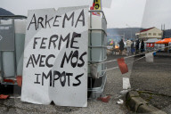 Protesters In Front Of The Arkema Factory In The Isere Department