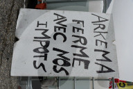 Protesters In Front Of The Arkema Factory In The Isere Department