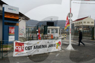 Protesters In Front Of The Arkema Factory In The Isere Department