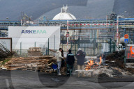 Protesters In Front Of The Arkema Factory In The Isere Department