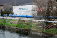 Protesters In Front Of The Arkema Factory In The Isere Department
