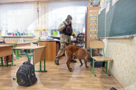Children evacuated as Kyiv school searched for bomb