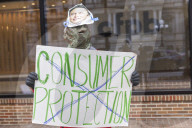 Workers Protest At CFPB Headquarters In Washington DC