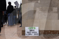 Workers Protest At CFPB Headquarters In Washington DC