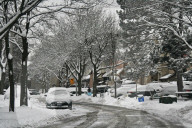 Snow Covers The City Of Toronto, Canada