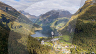 Aerial View Of UNESCO World Heritage Site Geirangerfjord