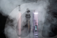 E-Cigarette Vaping Devices Stock Photos.