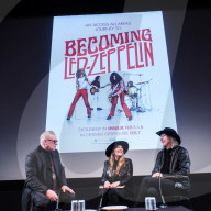 Mark Kermode with  Allison McGourty and Bernard MacMahon on stage at Mark Kermode in 3D on Monday 10 February 2025
