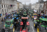 Farmer's tractor protest in London, UK.