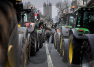 Farmer's tractor protest in London, UK.