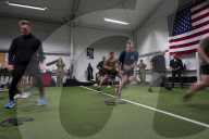 Secretary of Defense Hegseth PT workout with troops