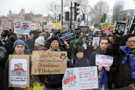 Hundreds protest against Chinese ‘mega-embassy’ in London, UK.