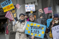 Protest Against U.S. Defense Secretary's Visit to Brussels, Belgium.