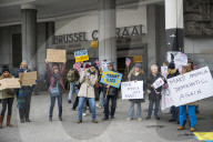 Protest Against U.S. Defense Secretary's Visit to Brussels, Belgium.
