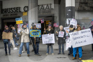 Protest Against U.S. Defense Secretary's Visit to Brussels, Belgium.