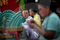 Chinese Opera performances at the Godfather Pung Tao Kong Festival in Chiang Mai, Thailand - 12 Feb 2025.