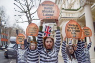 PETA protest against monkey exploitation in Thailand's coconut industry, London, UK - 13 Feb 2024